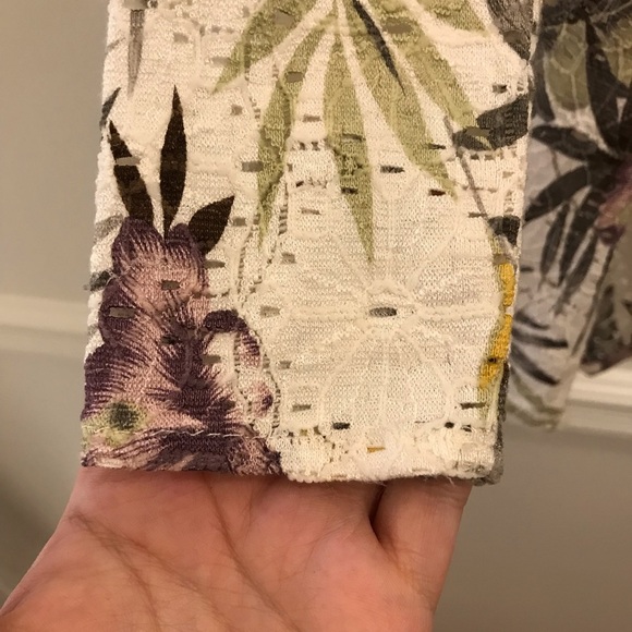 Show Me Your Mumu Jess Eyelet Cardigan medium floral green purple yellow - Picture 4 of 8